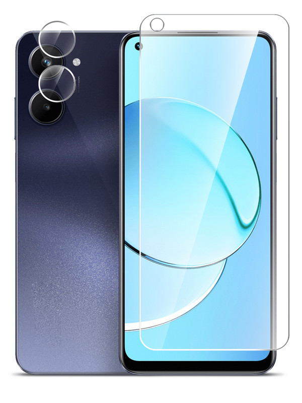 

Защитное стекло для Realme 10 на экран и камеру гибридное прозрачное, Realme 10