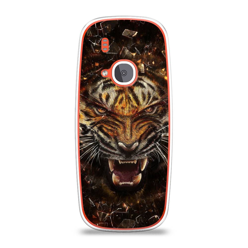 

Чехол на Nokia 3310 (2017) "Тигр осколки", Оранжевый;серый;черный, 120550-1