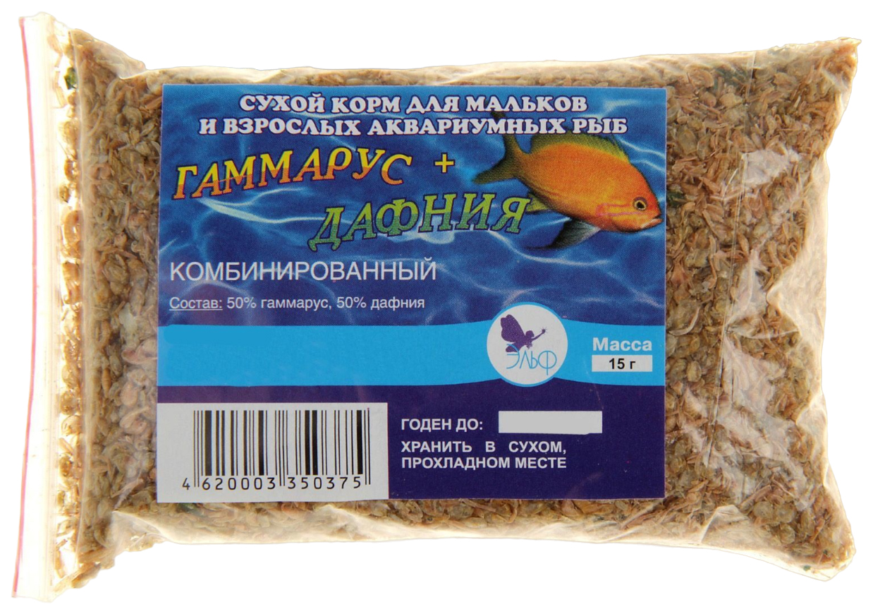 Корм для рыб Аквакулинар Комбинированный, дафния + гаммарус измельченный, 15 г