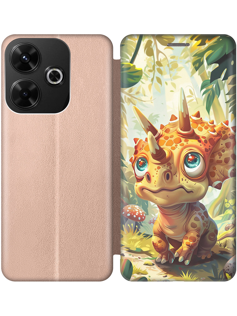 

Чехол-книжка на Xiaomi Redmi 13 / Redmi Note 13R / Poco M6 4g с принтом золотой 883429, Золотистый;бежевый;зеленый, 783988671