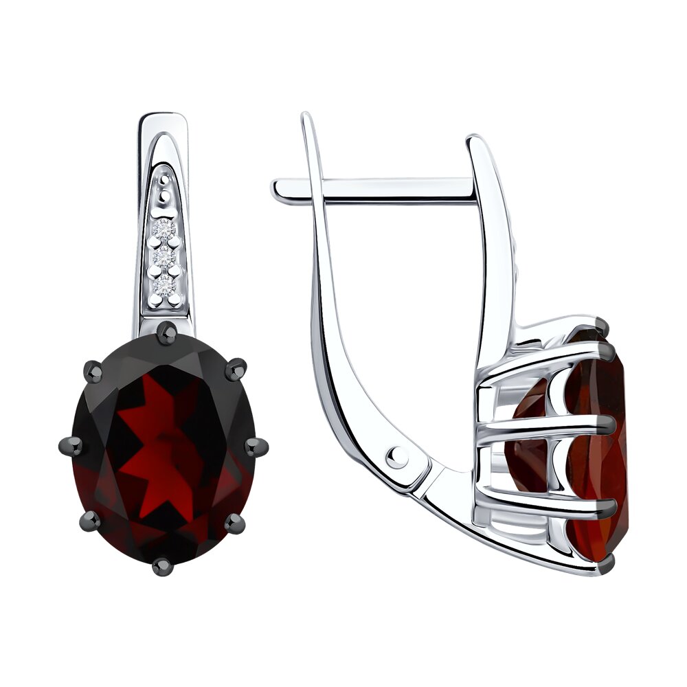 

Серьги из серебра Diamant 94-320-02054-2, фианит/гранат, 94-320-02054-2