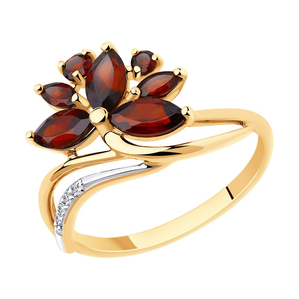 

Кольцо из золота р. , Diamant 51-310-00806-1, фианит\гранат, 51-310-00806-1