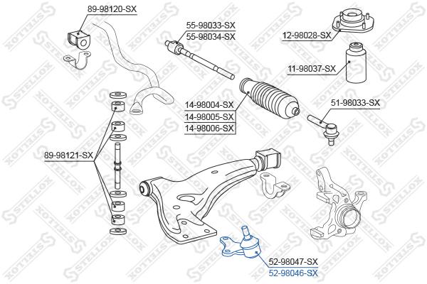 

52-98046-Sx_***Опора Шаровая Правая Toyota Starlet <99 Stellox арт. 5298046SX