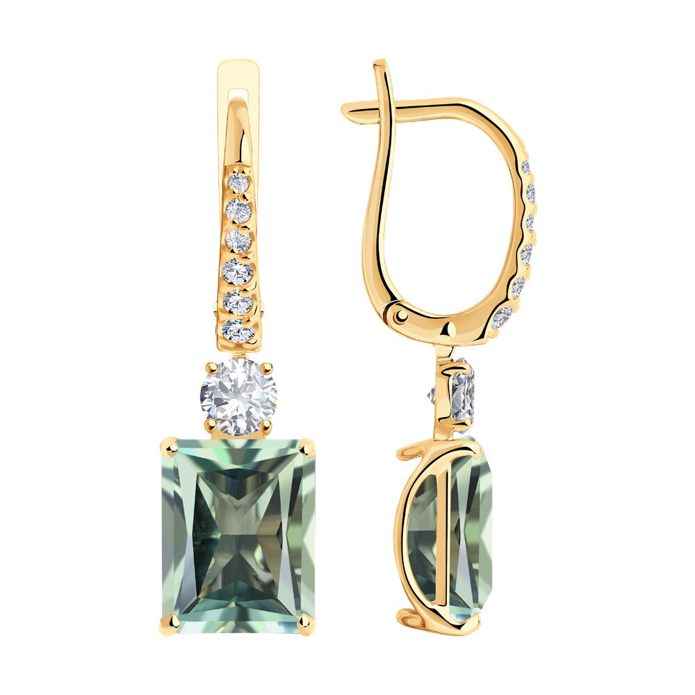

Серьги из красного золота SOKOLOV 728551, фианит\празиолит, 728551
