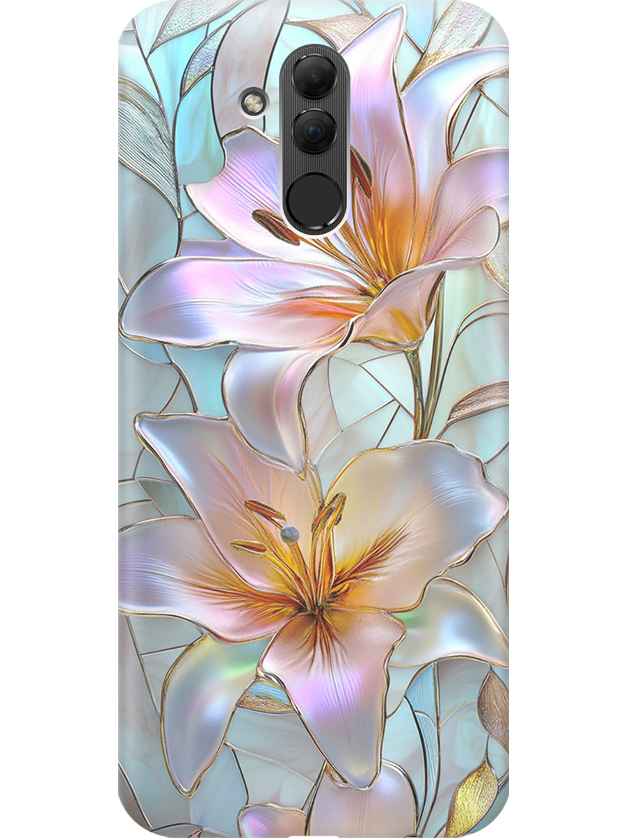 

Силиконовый чехол на Huawei Mate 20 Lite с принтом "Витраж с лилиями", Прозрачный;белый;голубой;розовый, 719355623