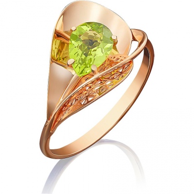 Кольцо из красного золота с хризолитом р. 17,5 PLATINA jewelry 01-4963-00-205-1110-46