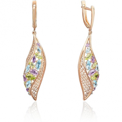 

Серьги из золота с хризолитом/топазом/аметистом PLATINA jewelry 02-3677-00-295-1110-46, 02-3677-00-295-1110-46