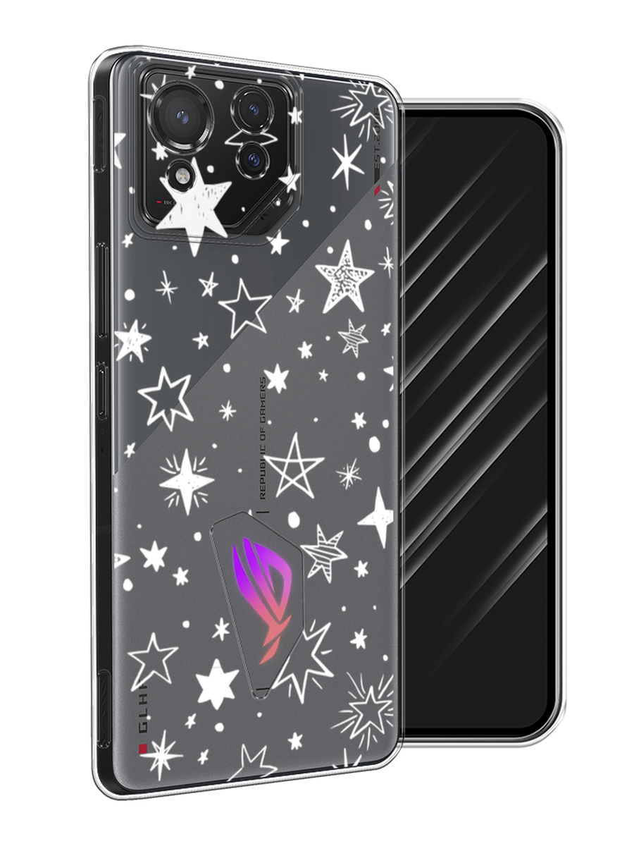 

Чехол Awog на Asus ROG Phone 8 "Звездочки графика белая", Прозрачный;белый, 45150-1