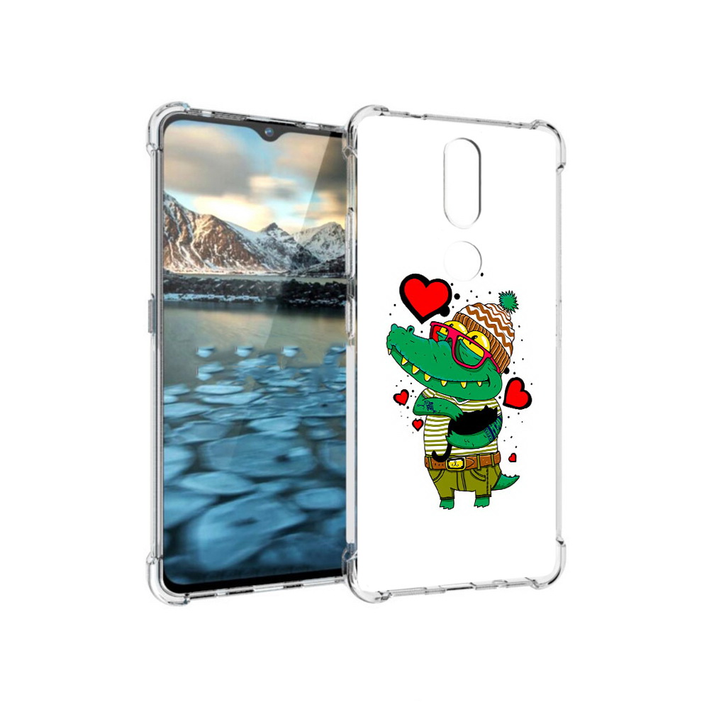 

Чехол MyPads Tocco для Nokia 2.4 Влюбленный крокодил (PT227049.107.48), Прозрачный, Tocco