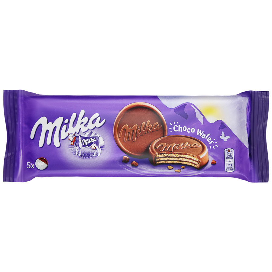 Вафли Milka покрытые альпийским молочным шоколадом с какао-кремовой начинкой 150 г