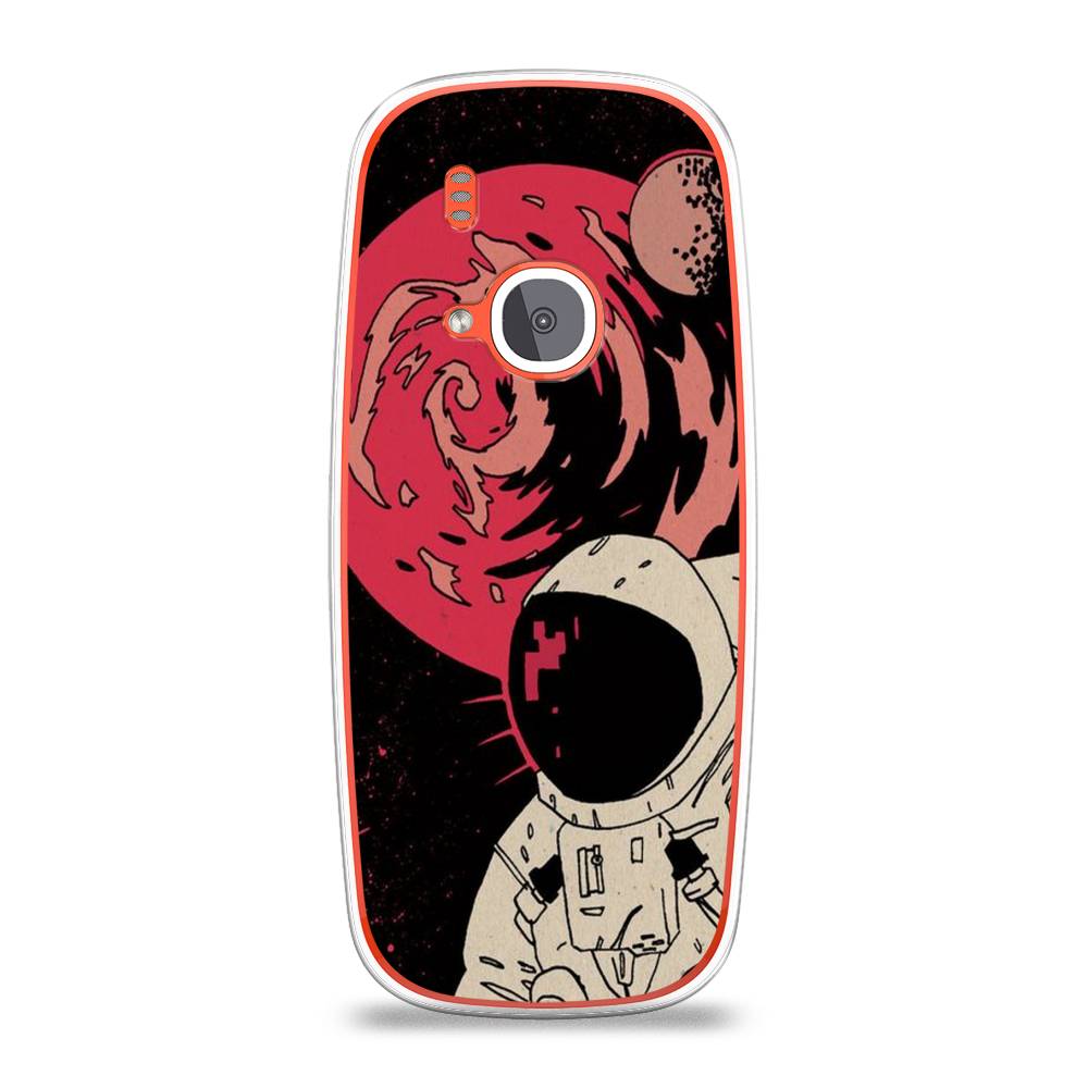 

Чехол на Nokia 3310 (2017) "Космонавт возле Марса", Черный;красный, 120550-2