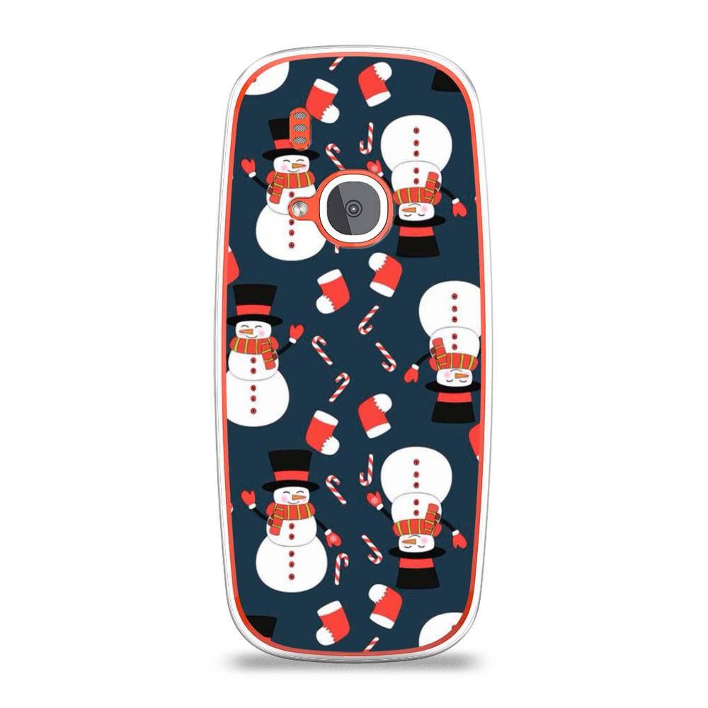 

Чехол на Nokia 3310 (2017) "Синие снеговики", Синий;белый;красный, 120550-5
