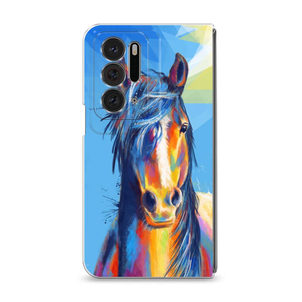 

Чехол на Oppo Find N "Лошадь арт 3", Голубой;желтый;синий, 259650-1