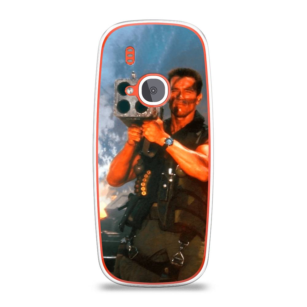 

Чехол на Nokia 3310 (2017) "Арнольд Шварцнеггер с базукой", Голубой;коричневый, 120550-6