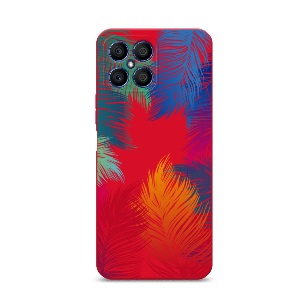 

Чехол Awog на Honor X8 "Рамка из перьев", Красный, 6107653-1