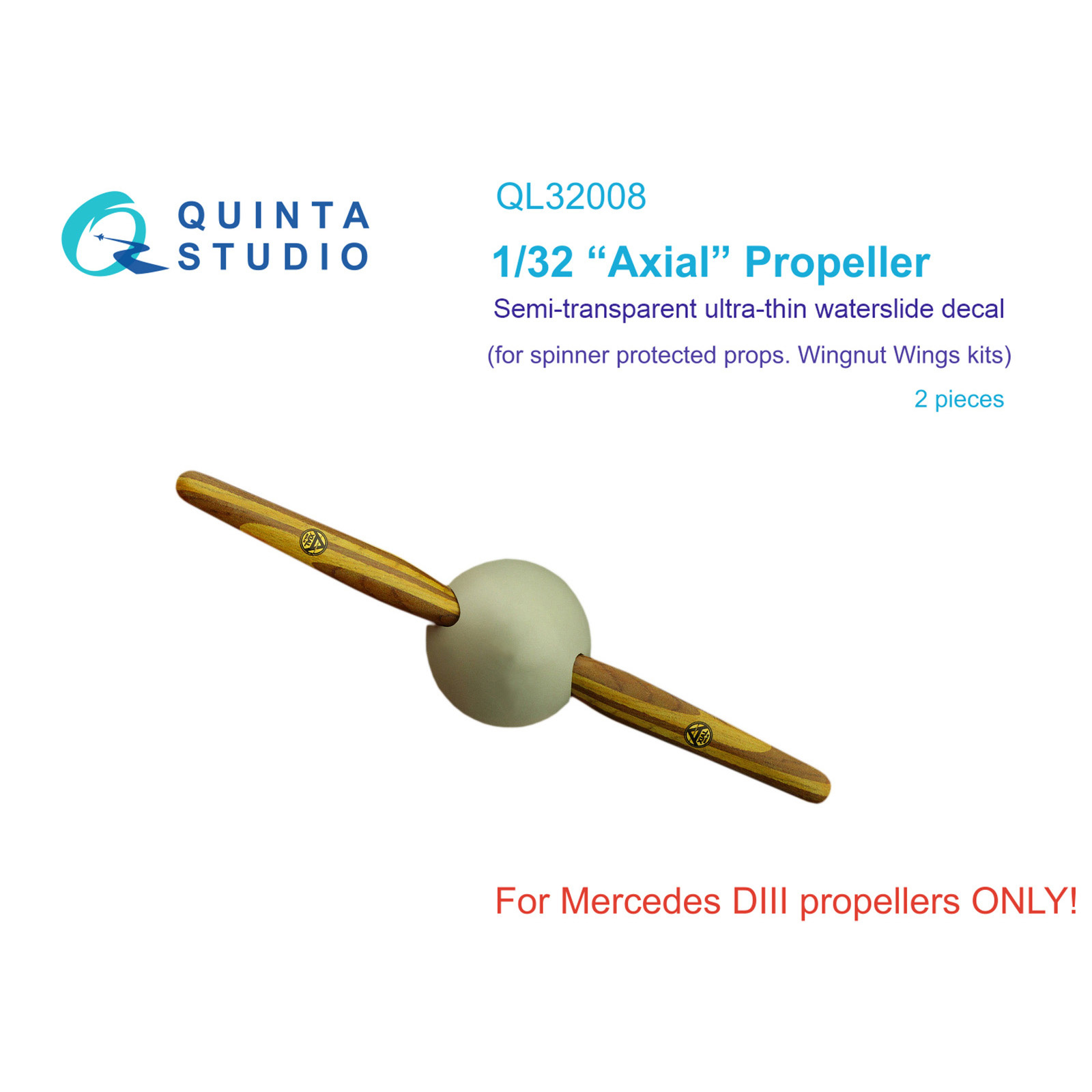 

Деревянные пропеллеры Quinta Studio 1/32 Axial Wingnut Wings QL32008, Однотонный