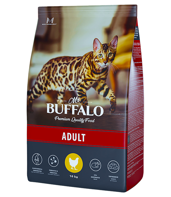 

Сухой корм для кошек Mr.Buffalo Adult курица, 10 кг