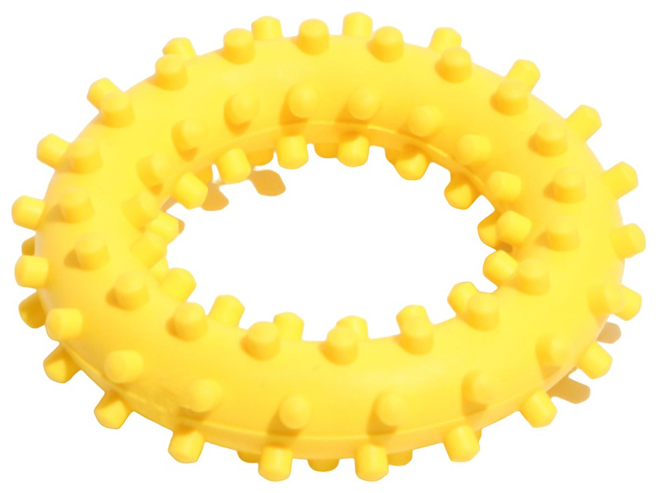 Игрушка для собак Зооник кольцо с шипами №2, желтая, 6,8 см