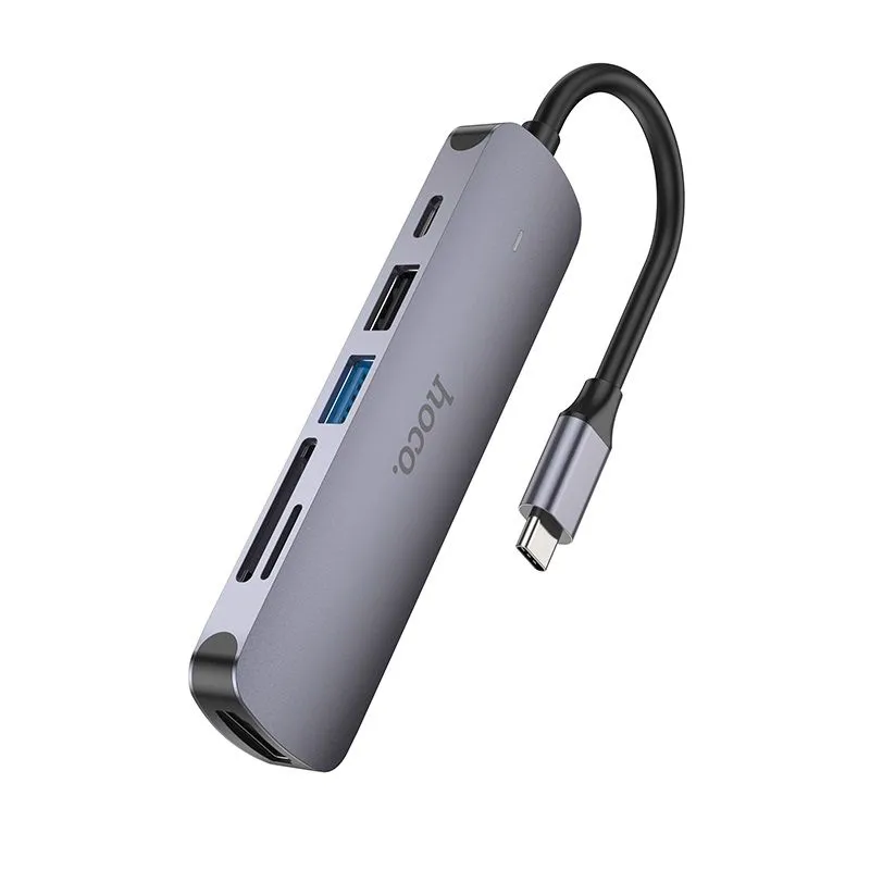 Переходник HOCO HB28 HDMI+USB3.0+SD+TF серый