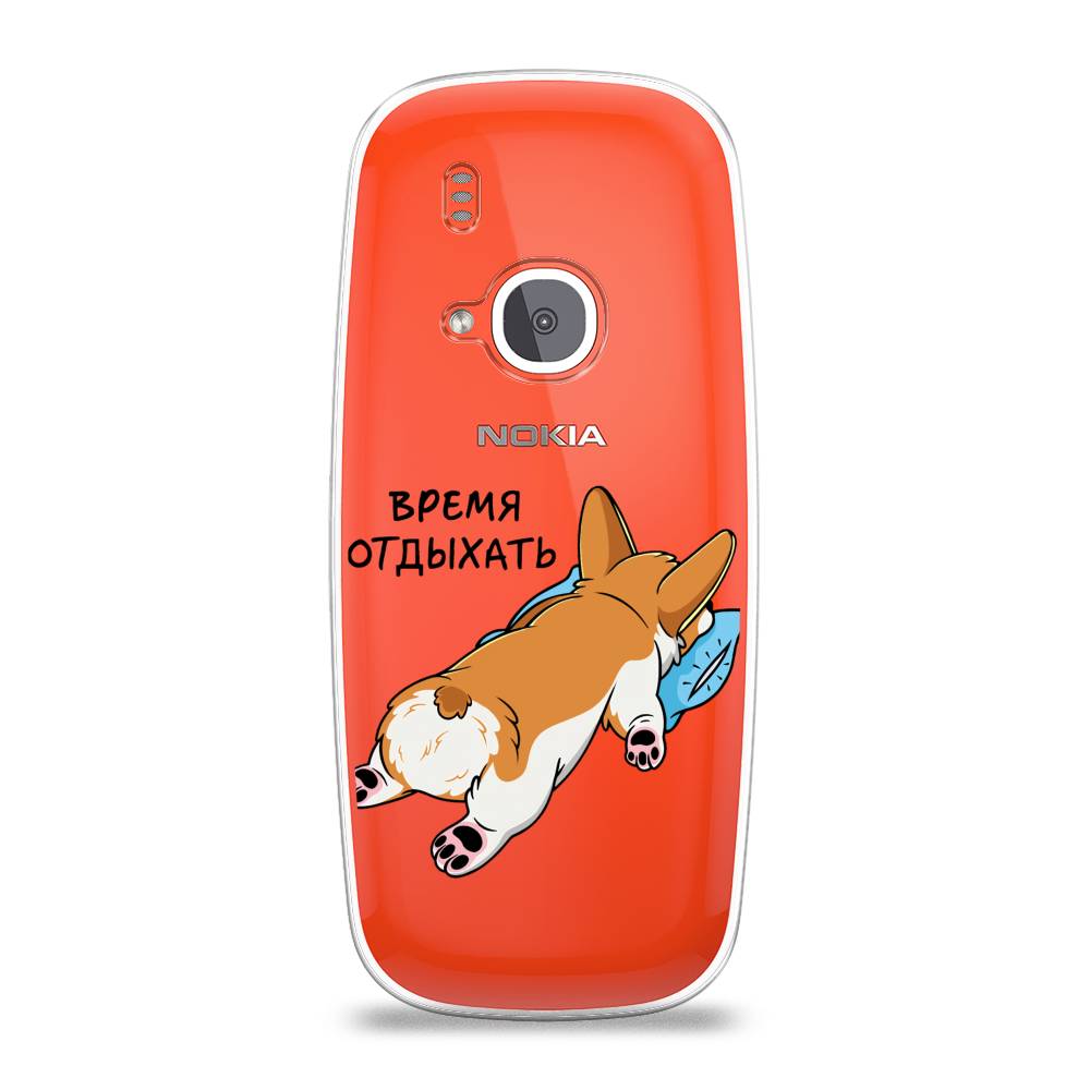 

Чехол на Nokia 3310 (2017) "Корги отдыхает", Черный;коричневый;голубой, 120550-1