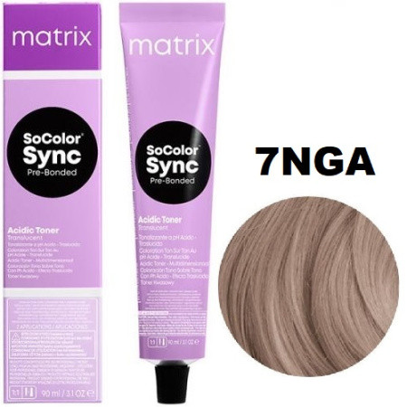 

Краска для волос Matrix Socolor Sync безамиачная тонер кислотный 7NGA 90 мл, Золотистый;пепельный