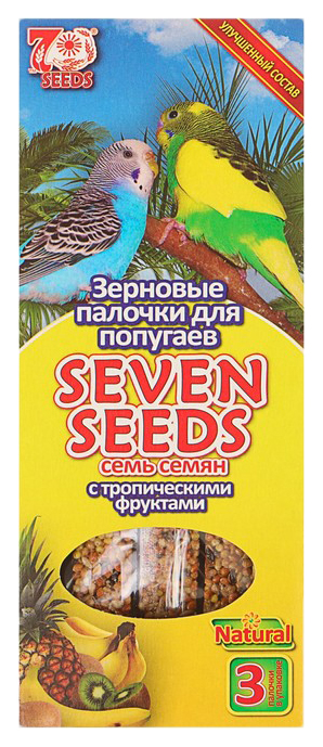 Зерновые палочки для попугаев Seven Seeds с тропическими фруктами 90 г 3 шт 579₽