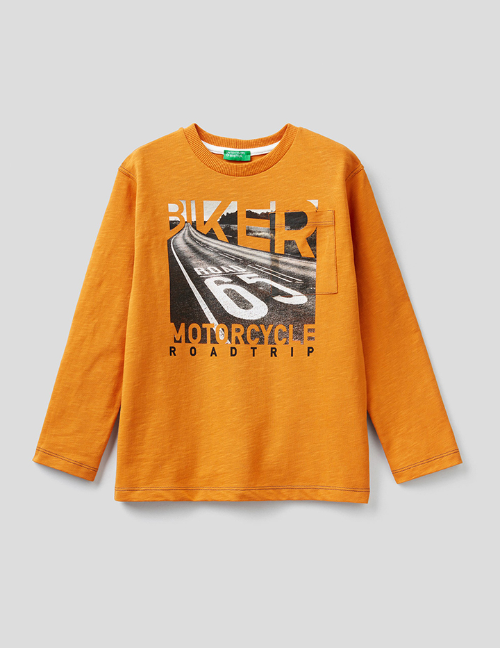 

Лонгслив для мальчиков Benetton цв. коричневый р.170, 21A_3F93C15CD