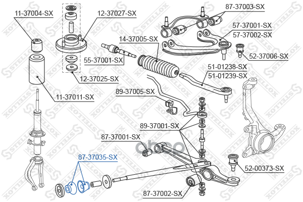 фото Сайлентблок растяжки рычагаhonda civic all 87-91/crx all 87-92 stellox 8737035sx