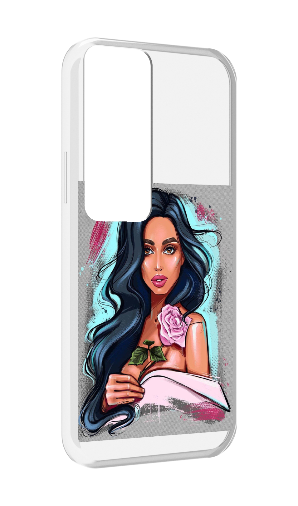 

Чехол MyPads Девушка-с-розовой-розочкой женский для Tecno Pova Neo 2, Прозрачный, Tocco