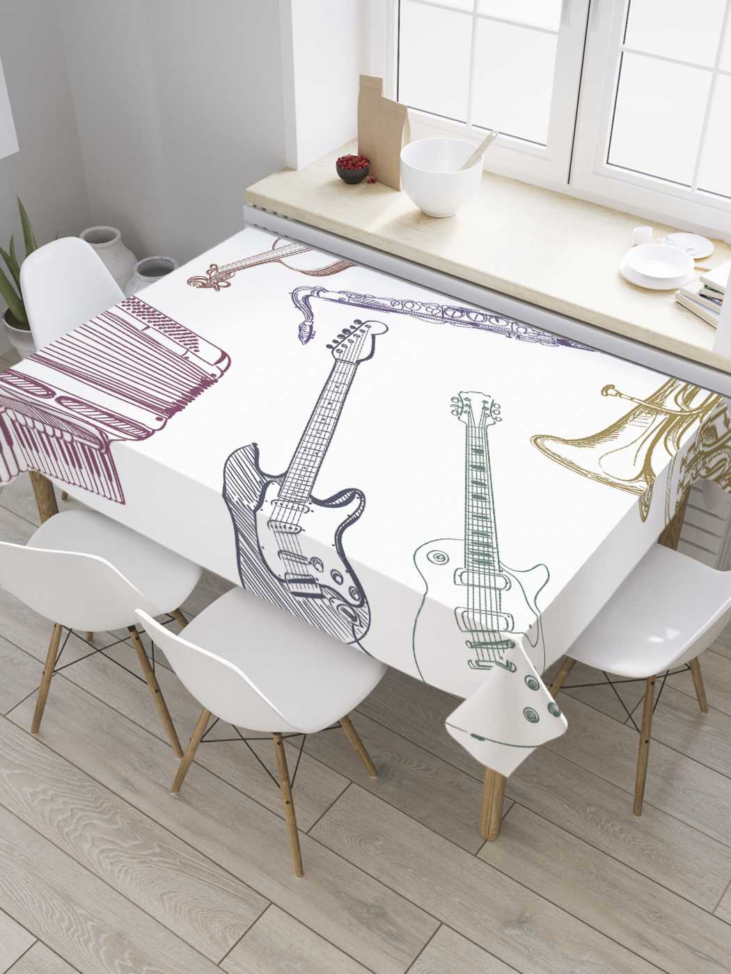 

Скатерть прямоугольная JoyArty "Реквизит музыкального ансамбля" из сатена, 180x145 см, Белый, Реквизит музыкального ансамбля