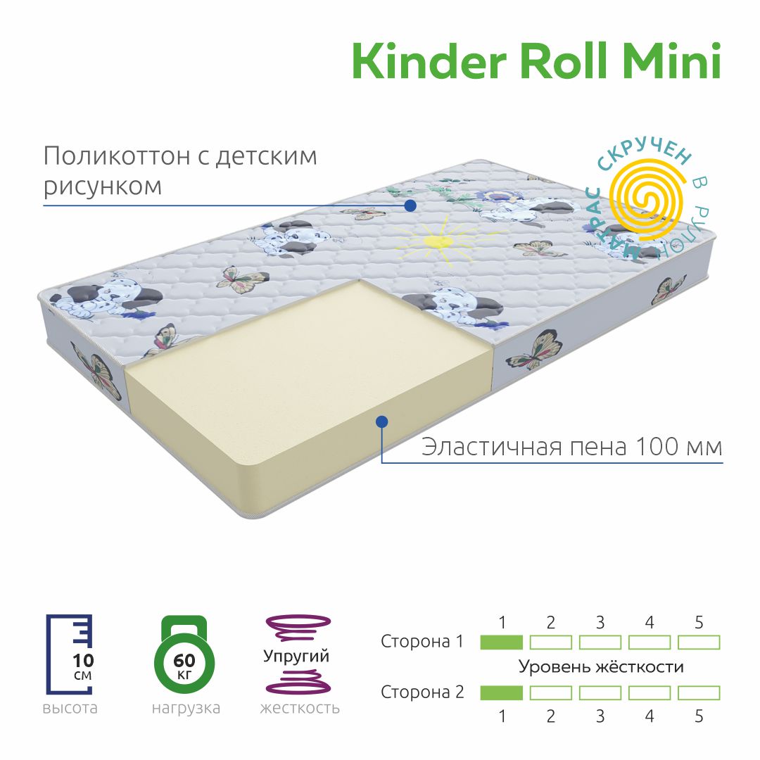 Матрас детский VITA KINDER ROLL MINI (60х120), без пружин