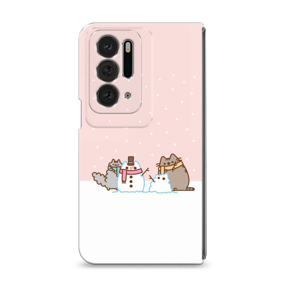 

Чехол на Oppo Find N "Котики в снегу", Розовый;белый;серый, 259650-5