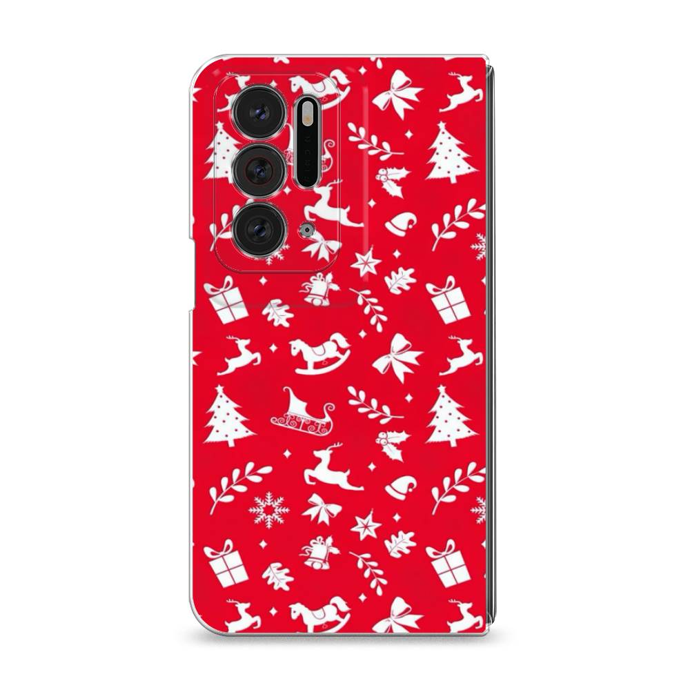 

Чехол на Oppo Find N "Красный новогодний фон", Красный;белый, 259650-5