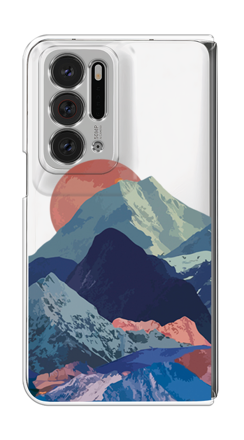 

Чехол на Oppo Find N "Закат в снежных горах", Красный;серый;голубой, 259650-2