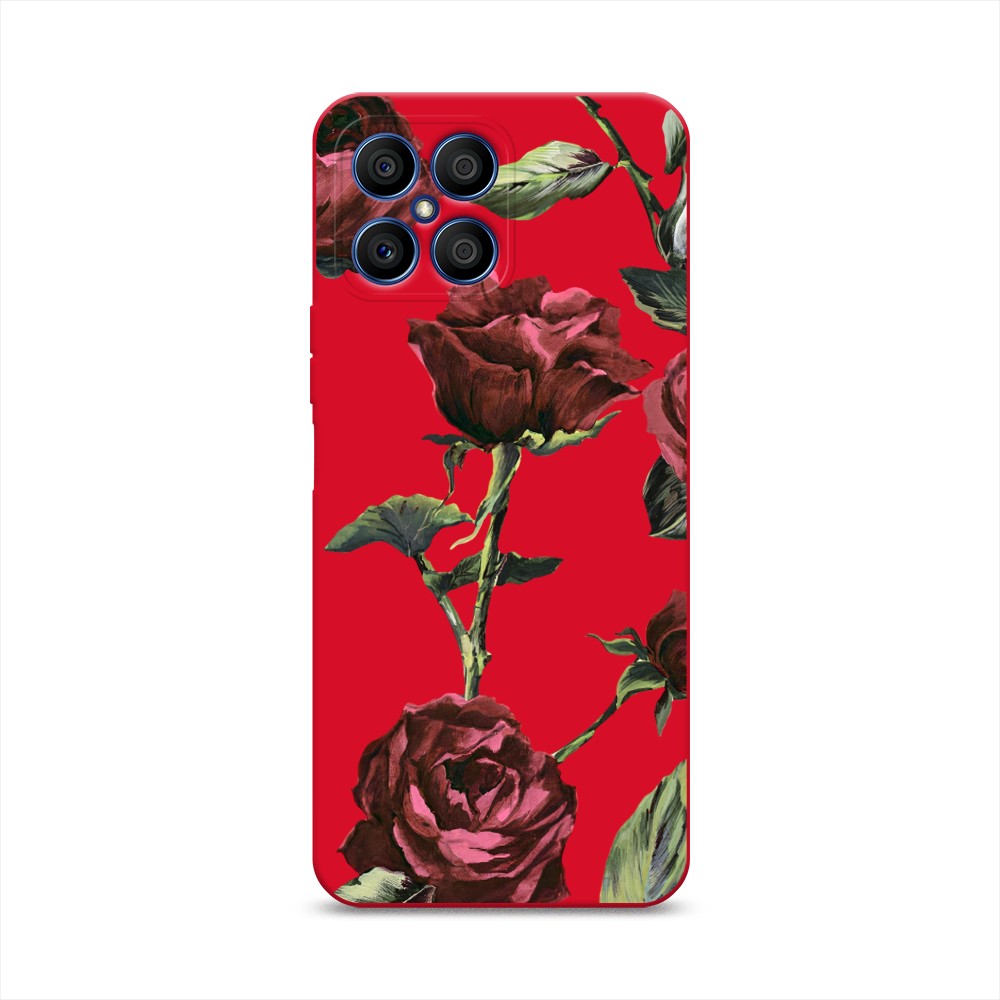 

Чехол Awog на Honor X8 "Бордовые розы фон", Бордовый, 6107653-1