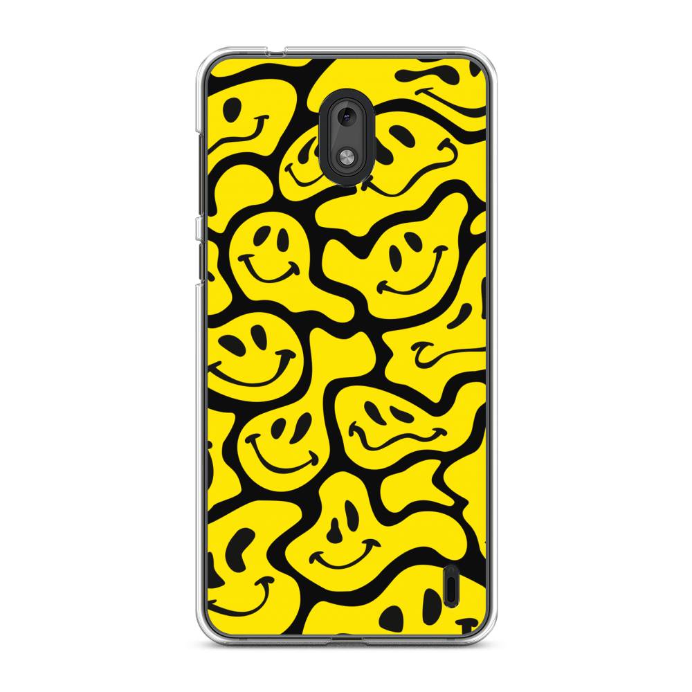

Чехол на Nokia 2 "Расплывчатые смайлики желтые", Черный;желтый, 120850-6