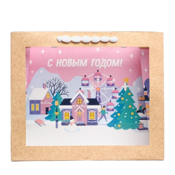 

Пакет Дарите Счастье крафтовый с пластиковым окном Fairytale 31х26х11 см, Разноцветный