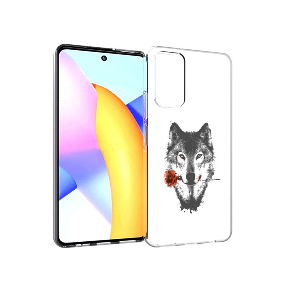 

Чехол MyPads Tocco для Huawei Honor 10 X Lite волк с розой, Прозрачный, Tocco