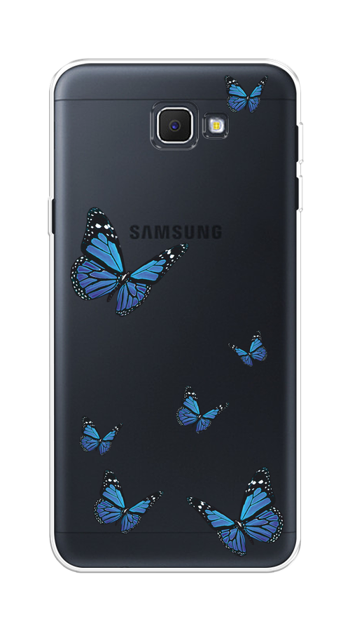 

Чехол на Samsung Galaxy J5 Prime 2016 "Blue butterflies", Синий;черный, 22950-1