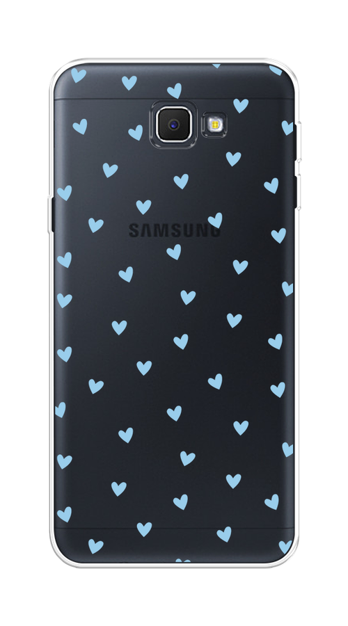 

Чехол на Samsung Galaxy J5 Prime 2016 "Голубые сердечки паттерн", Голубой;прозрачный, 22950-1