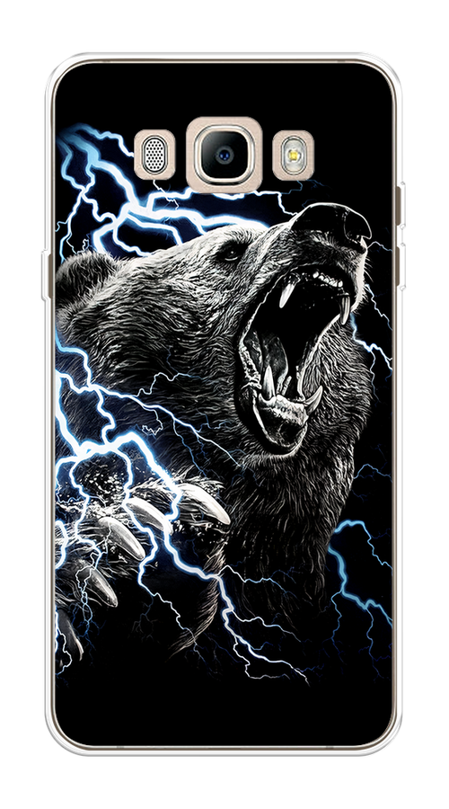 

Чехол на Samsung Galaxy J7 2016 "Гроза и медведь", Черный;серый;серебристый, 23050-1