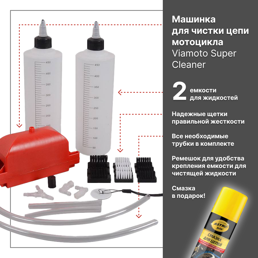 Машинка для чистки цепи Viamoto Super Chain Cleaner цвет красный