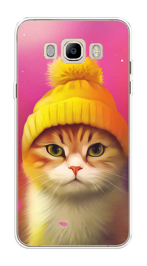 

Чехол на Samsung Galaxy J7 2016 "Котик в шапочке", Розовый;желтый;бежевый, 23050-1