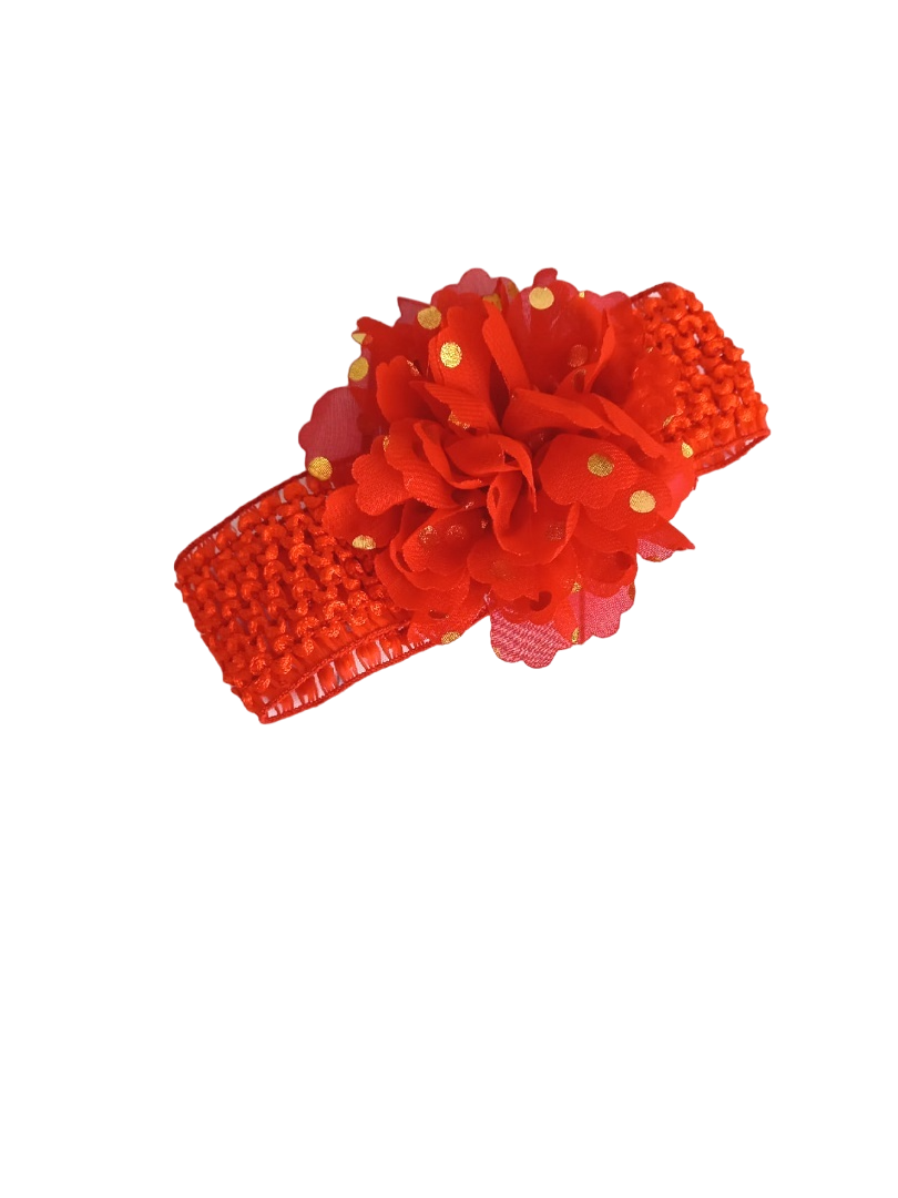 Повязка детская Valexa 5121 красная с красным цветком