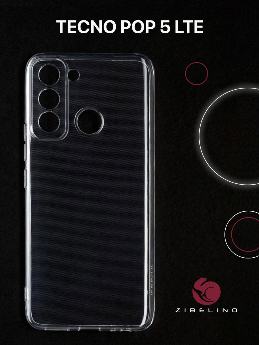 

Чехол для Tecno Pop 5 LTE прозрачный, с защитой камеры, ZUTCP-TCN-POP5L-CAM
