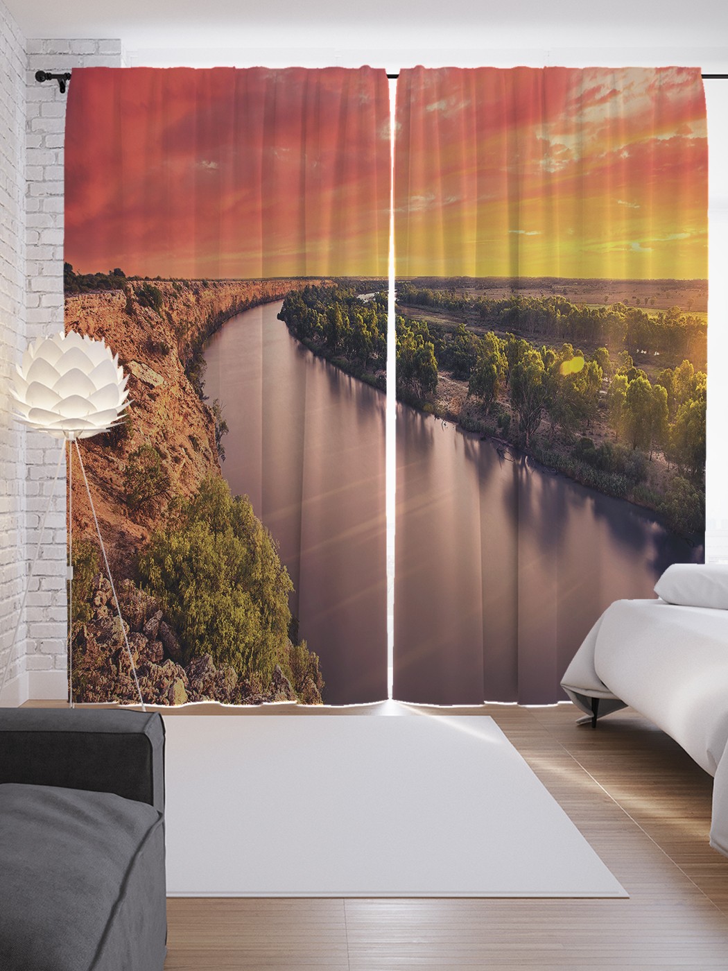 

Шторы с фотопечатью JoyArty "Широкая река" из сатена, 290х265 см, Широкая река