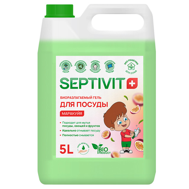 фото Средство для мытья посуды маракуйя septivit premium 5л