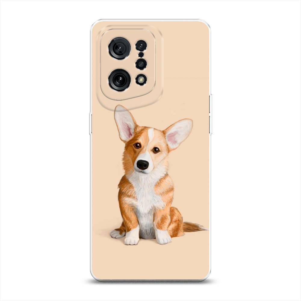 

Чехол для Oppo Find X5 "Грустный Корги", Коричневый;бежевый, 259750-1