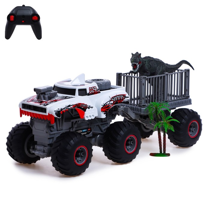 

Джип радиоуправляемый Monster, с динозавром, 1:16, работает от аккумулятора