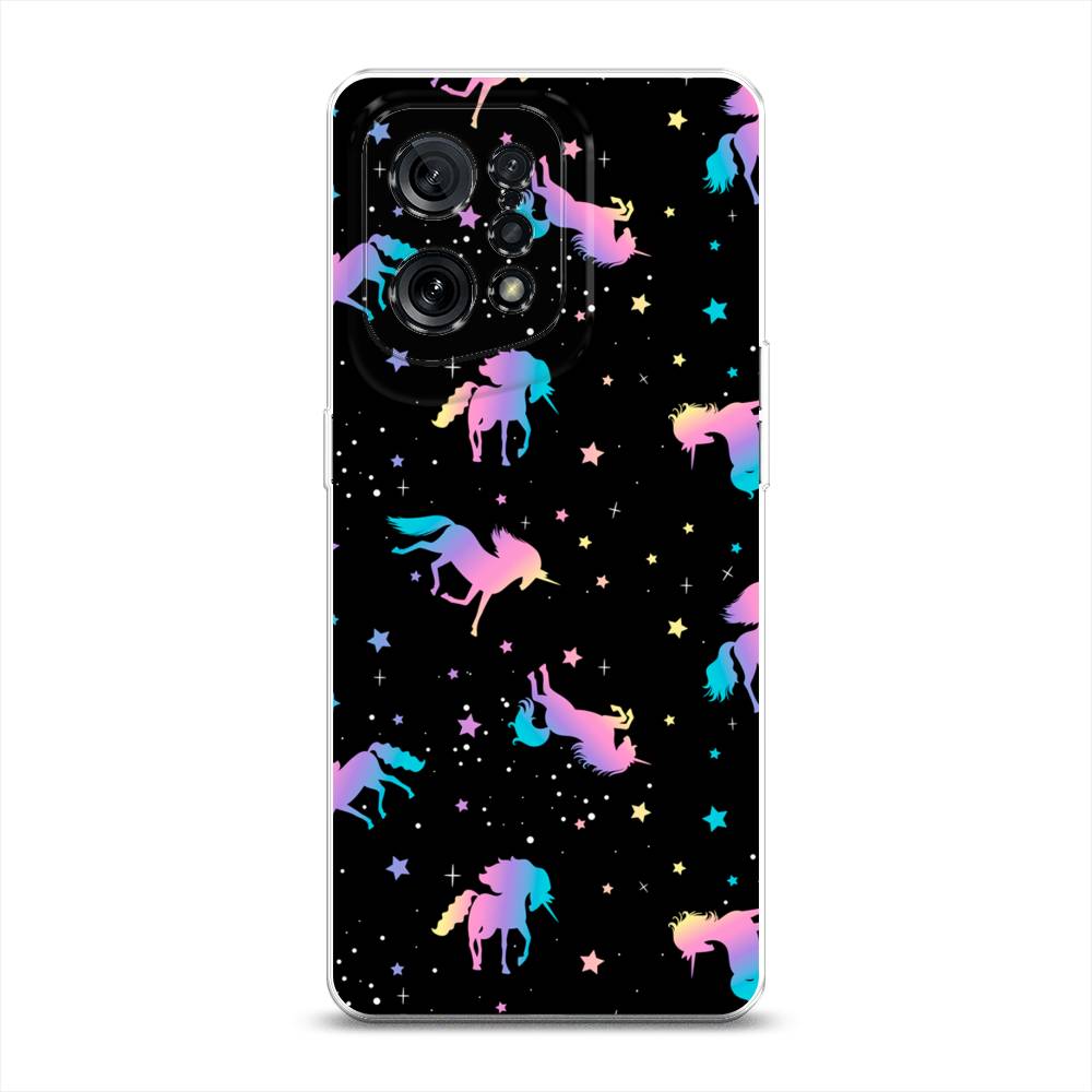 

Чехол для Oppo Find X5 "Единороги градиент", Черный;розовый;голубой, 259750-1
